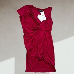 NEW! Y2K Asymmetric Gathered Red French Connection Mini Dress as 6 - NWT